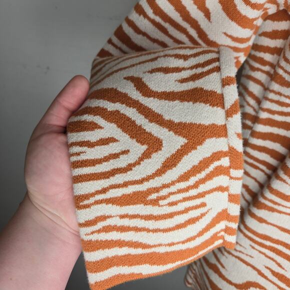 LOFT OUTLET Zebra Print Long Cardigan Orange & White Size SP - Picture 5 of 15